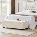 48" Ottoman with Storage, Storage Ottoman Bench with Safety Hinge, Upholstered Entryway Bench with Seating for Bedroom, Living Room, Holds up to 330 lb, Beige by CozyNest Decor