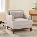 Modern Accent Chair with Terry Fabric, Upholstered Armchair with Spring Package Cushion & Solid Wood Frame, Comfy Lounge Chair for Living Room, Bedroom, or Reading Corner, Terry, Camel by CozyNest Decor