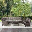 Outdoor Furniture Sectional Sofa L Shaped Couch - Patio Wicker Set with Coffee Table, 3 Piece Rattan Patio Conversation Sets with Gray Cushion for Deck Backyard Sunroom by GreenHaven Gardens