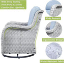 Outdoor Patio Swivel Rocker Chairs - 3 Piece Patio Bistro Set,Wicker Patio Furniture Set with 2 Swivel Rocking Chairs and 1 Glass Top Side Table for Deck Porch Garden,Light Grey/SkyBlue by GreenHaven Gardens