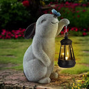 Solar Rabbit Statues for Garden Decor - Outdoor Bunny Figurine with Solar Lantern for Yard Patio Lawn Balcony Ornaments - Garden Gifts for Mothers Day, Grandma, Easter by GreenHaven Gardens