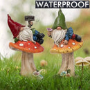 TERESA'S COLLECTIONS Garden Gnomes on Mushroom, Set of 2 Cute Resin Gnome Statues for Yard, Outdoor Patio Porch Lawn, Ideal Gift for Dad Mom Birthday, Outside Decor Housewarming Gifts by CozyNest Decor