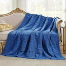 Amélie Home Chenille Knit Throw Blanket for Couch, Checkered Texture Decorative Soft Blanket for Sofa, Bed & Living Room, 50"x60", Blue by CozyNest Decor