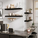 BAMEOS Floating Shelf,Wall Shelf,Decor Wall Mounted Shelves,Hanging Shelf Set L24xW6 for Bathroom Kitchen Living,Kitchen,Room Bedroom Storage,Black by CozyNest Decor
