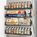 16.9 Inch Wide Large Capacity Magnetic Spice Rack for Refrigerator, 4 Pack Metal Fridge Shelf, Black by CozyNest Decor
