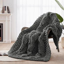 Chunky Knit Blanket Throw - 100% Hand Knitted Chunky Throw Blanket for Couch, Thick and Warm Blanket for Winter, Dark Grey, 50x60 Inches by CozyNest Decor