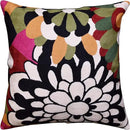 Black Daisy Floral Pillow Cover Flower Pillowcase Outdoor Suzani Accent Cushion Traditional Chair Cushions Hand Embroidered Wool Size - 18x18 by CozyNest Decor
