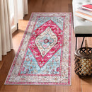 Lahome Boho Round Rug - 4Ft Washable Area Rug, Non-Slip Small Bathroom Rug, Lightweight Bedroom Throw, Oriental Distressed Print Carpet for Entryway, Sofa, Nursery, Kids Room by TinyTreasures Baby Boutique