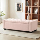 48" Ottoman with Storage, Pink Storage Ottoman Bench with Safety Hinge, Upholstered Entryway Bench with Seating for Bedroom, Living Room, Holds up to 330 lb by CozyNest Decor