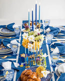 Solino Home Linen Hemstitch Table Runner 120 Inches Long - 100% Pure Linen Indigo Blue Table Runner 14 x 120 Inch for Fall, Autumn - Classic Hemstitch by CozyNest Decor