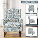 UIXE High Back Floral Accent Chairs Set of 2, Upholstered Armchair in Fabric, Retro Printed Wingback Arm Chair for Living Room, Nailhead Trim Single Sofa Bedroom Reading Seat - Boho Blue by CozyNest Decor