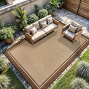 CAMILSON Outdoor Rug 9x12 Bordered Natural Brown Modern Area Rugs for Indoor and Outdoor Patios, Kitchen and Hallway Mats, Washable Porch Deck Outside Carpet (Border Jute, 9 x 12) by CozyNest Decor