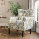 BELLEZE Modern Accent Chair for Living Room, High Back Linen Armchair with Wooden Legs, Upholstered Wingback Side Chair Padded Armrest Single Sofa for Living Room, Bedroom - Allston (Green Coral) by CozyNest Decor
