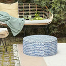 LVTXIII Outdoor Inflatable Ottoman Stool, Patio Water Repellent Footrest Stool with Handle, Portable Outside Round Ottoman for Patio Garden, Camping or Home Use, 21"x21"x9", Blue Pebble by CozyNest Decor