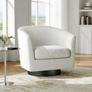 Swivel Barrel Accent Chair, Modern Round Chenille Fabric Arm Chair for Living Room, Bedroom, Comfy Club Reading Chairs for Adults（Chenille Fabric, Beige, Set of 2 by CozyNest Decor
