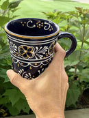 Encantada Handmade Hand-Painted Authentic Mexican Pottery Mugs (2-Pack, Blue Helecho) by CozyNest Decor