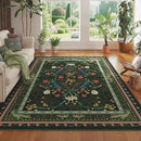 5x7 Washable Rug Vintage Floral Botanical Area Rug Non Slip Low Pile Large Rugs for Living Room, Bedroom, Farmhouse, Dining Room, Kids Playroom, Green by TinyTreasures Baby Boutique