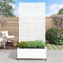 Casaphoria Metal Raised Garden Bed with Trellis and Wheels, 72"x35"x16" Planter Box for Climbing Plants, Vegetables & Vines, Features Drainage Holes and Privacy Screen (White-Louvered) by GreenHaven Gardens
