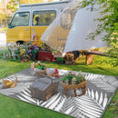 GENIMO Outdoor Rug 5' x 8' Waterproof for Patios Clearance, Reversible Plastic Straw Camping Carpet, Large Area Rugs Mats for RV, Picnic, Backyard, Deck, Balcony, Porch, Beach, Grey&White by CozyNest Decor