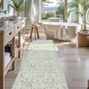 Sage 3x12 Runner Rug for Hallways Bed Side Kitchen, Boho Washable Distressed Low-Pile Floor Entryway Long Bathroom Mat, Non-Slip Laundry Room Washstand Front Carpet 36x144 Inch by TinyTreasures Baby Boutique