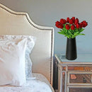 Mandy's Artificial Tulips 20 Stems Burgundy PU Faux Flowers for Wedding Home Decor 13.5 Inch by CozyNest Decor