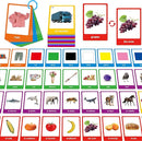 60 English Spanish Flash Cards, Double-Sided Nouns Cards Bilingual Sight Words - Animals, Colors, Food, Vehicles Cards, Language Vocabulary Learning Tool for Beginners 5+ with 2 Reclosable Rings by TinyTreasures Baby Boutique