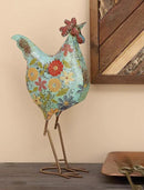 Deco 79 Metal Rooster Decorative Garden Sculpture Indoor Outdoor Distressed Standing Garden Statue with U Shaped Feet, Outdoor Sculpture 10" x 5" x 17", Green by GreenHaven Gardens