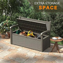 80 Gallon Outdoor Storage Box, Resin Patio Furniture with Armrest, Lockable Deck Box with Waterproof and UV Resistant for Patio Cushions, Garden Tools and Pool Supplies, Grey by GreenHaven Gardens