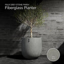 Mondo Large Planter – Grey Stone Finish – Fiberglass Indoor/Outdoor and Weather-Resistant Round Planter (19.7" D x 19.1" H Exterior, 18.5" D x 18.5" H Interior) by GreenHaven Gardens