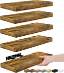 Sorbus Floating Shelves for Wall, Bathroom Shelves Wall Mounted for Kitchen, Bedroom, Living Room, Bathroom Storage, Over Toilet, Hanging Book Shelf for Ｗall Home Decor (Rustic Brown, 5 Pack) by CozyNest Decor