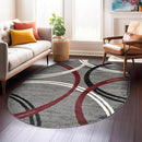 Rugshop Modern Wavy Circles Design Oval Area Rug 5' x 7' Red by TinyTreasures Baby Boutique