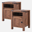 OKD Nightstand with Charging Station Set of 2, 18 Inchs Farmhouse End Table with Adjustable Storage Shelf, Rustic Wood Sofa Side Table for Living Room, Bedroom by CozyNest Decor
