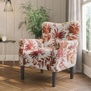 BELLEZE Modern Accent Chair for Living Room, High Back Floral Armchair with Wooden Legs, Upholstered Wingback Side Chair Padded Armrest Single Sofa for Living Room, Bedroom - Allston (Red Floral) by CozyNest Decor