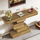 Tribesigns 42.5" Farmhouse Console Table, Narrow Wood Sofa Table Behind Couch with Geometric Base, Industrial Entryway Accent Table for Living Room, Hallway, Entrance (Light Brown) by CozyNest Decor