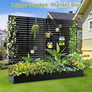 Trellis for Climbing Plants Outdoor，Mental Garden Bed with Drainage Holes Outdoor Privacy Screen Design Tall planters for herb Flower Vegetables 73"x47"x16", Black-Louvered by GreenHaven Gardens