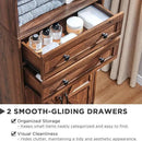 72" Tall Bathroom Storage Cabinet, Farmhouse Storage Cabinet with Adjustable Shelves, Barn Door & 2 Drawers, Cabinet for Bathroom, Living Room & Kitchen, Brown by CozyNest Decor