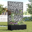 Casaphoria Metal Raised Garden Bed with Trellis and Wheels, 72"x47"x16" Planter Box for Climbing Plants, Vegetables & Vines, Features Drainage Holes and Privacy Screen, Black(Net&Helen) by GreenHaven Gardens