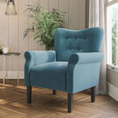 BELLEZE Modern Accent Chair, High Back Armchair, Upholstered Wingback Side Chair, Padded Single Sofa with Wooden Legs for Living Room, Bedroom - Baby Blue by CozyNest Decor