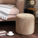 REDEARTH Pouf Ottoman - Cylindrical Knitted Poof - Cord Boho Pouffe - Cotton Round Foot Stool Puff for Home Decor - Living Room - Nursery - Bedroom - Patio - Lounge (16" x 16" x 16") - Beige by CozyNest Decor
