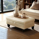 Ottoman Rectangular Storage Ottoman Bench, Faux Leather Footrest, Coffee Table, Stool Footstool with Hinged Lid for Living Room, Bedroom, Entryway, White, 28.5"x19"x17.5" by CozyNest Decor