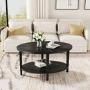 Solid Wood Oval Coffee Table for Living Room, 2 Tier Oval Rustic Coffee Table with Storage Shelf, Double Layer Center Table for Living Room, Easy Assembly by CozyNest Decor