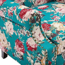 UIXE High Back Floral Accent Chairs Set of 2, Upholstered Armchair in Fabric, Retro Printed Wingback Arm Chair for Living Room, Nailhead Trim Single Sofa Bedroom Reading Seat - Peacock Blue by CozyNest Decor