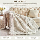 Carriediosa Chunky Knit Throw Blanket 50" X 60", 100% Hand Made Large Chenille Loop Yarn Soft Fluffy Throws for Couch Sofa Bed, Big Crochet Cozy Heavy Thick Cable Woven Blankets, Cream White by CozyNest Decor