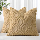decorUhome Throw Pillow Covers 20x20 Inch Set of 2, Soft Plush Decorative Faux Fur Light Brown Solid Couch Pillow Covers, Accent Farmhouse Neutral Square Euro Pillow Cases for Sofa Bed Living Room by CozyNest Decor