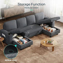 LINSY HOME Sectional Sleeper Sofa with Pull Out Couch Bed - Convertible Plush Corduroy Cloud Couch with Storage Chaise & USB Charging, Comfy U Shaped Modular Couches for Living Room, Grey by CozyNest Decor