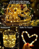 Treela 9 Pack Solar String Lights for Outside, 39 ft 100 LED Outdoor Fairy Lights Waterproof Copper Wire 8 Modes Solar Twinkle Lights for Patio Garden Tree Yard Party Decor(Warm White) by GreenHaven Gardens