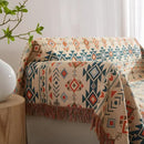 Boho Throw Blanket for Bed 80”x90”, 100% Cotton Woven Blanket for Couch Sofa, Ultra Soft 4-Layer Muslin Quilt with Diamond Pattern, Farmhouse Bed Blanket/Cover for Living Room Decor by CozyNest Decor
