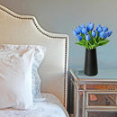Mandy's Artificial Tulips 20 Stems Light Blue PU Faux Flowers for Wedding Home Decor 13.5 Inch by CozyNest Decor