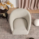 KINWELL 32" Wide Modern Boucle Swivel Barrel Chair, No Assembly Round Upholstered Swivel Accent Armchair for Living Room, Bedroom, Office (Oatmeal) by CozyNest Decor