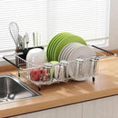 Dish Drying Rack in Sink, Expandable Stainless Steel Dish Drainers for Kitchen Counter, Dish Dryer Rack for Inside Sink, Over The Sink Dish Racks with Utensil Holder, Silver by CozyNest Decor